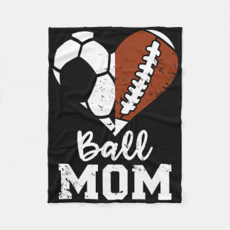 Ball Mom Heart Funny Football Soccer Mom  フリースブランケット