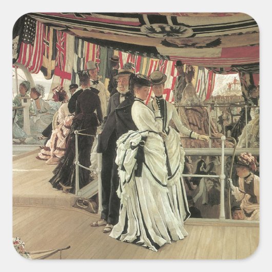 Ball on Shipboard by James Tissot, ビクトリアン Art スクエアシール (正面)