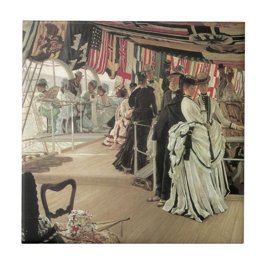 Ball on Shipboard by James Tissot, ビクトリアン Art タイル (正面)
