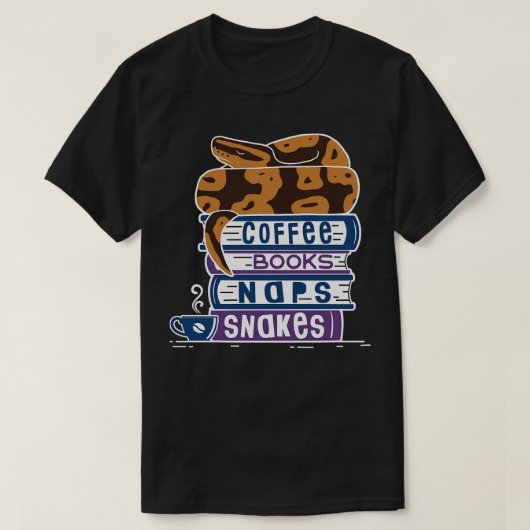 Ball Python Coffee Books昼寝 Tシャツ (デザイン正面)