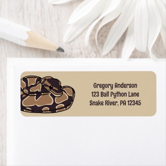 Ball Python Snake、Brown、Tan差出人住所 ラベル (インサイチュ)