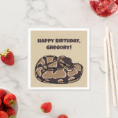 Ball Python Snake、Brown、Tan パーソナライズされた スタンダードカクテルナプキン (インサイチュ)