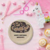 Ball Python Snake、Brown、Tan パーソナライズされた ペーパープレート (パーティー)