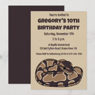 Ball Python Snake、Brown、Tan パーソナライズされた 招待状
