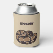 Ball Python Snake、Brown、Tan パーソナライズされた 缶クーラー (缶裏面)
