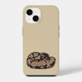 Ball Python Snake、Brown、Tan 図解入りの、写真付きの iPhoneケース (裏面)