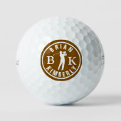 Ball with Golfers Name & initials - monogram brown ゴルフボール (正面)