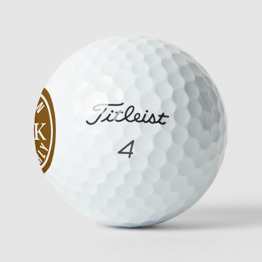Ball with Golfers Name & initials - monogram brown ゴルフボール (ロゴ)