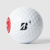 Ball with Golfers Name & initials - red monogram ゴルフボール (ロゴ)