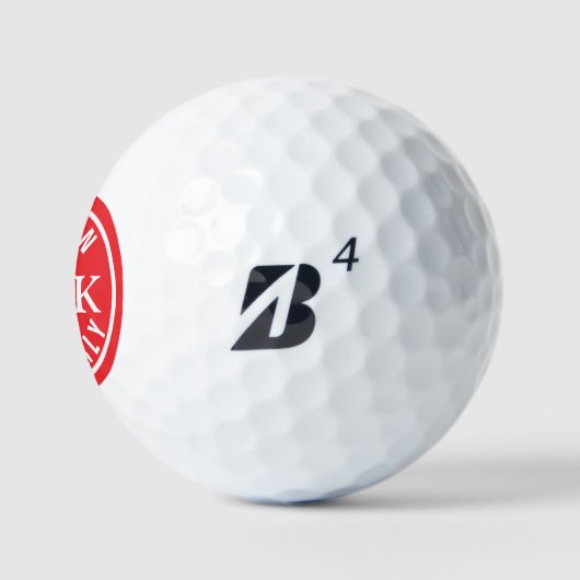 Ball with Golfers Name & initials - red monogram ゴルフボール (ロゴ)