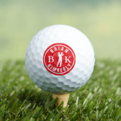 Ball with Golfers Name & initials - red monogram ゴルフボール (インサイチュ 木)