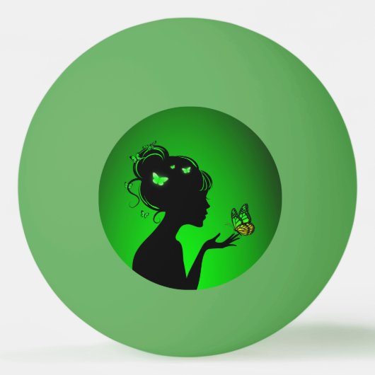 Balle De Ping Pong La femme papillons verts 卓球ボール (正面)