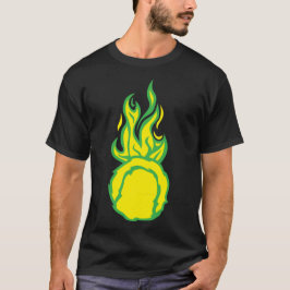 balle tennis flamme fire flame cartoon dessin tシャツ