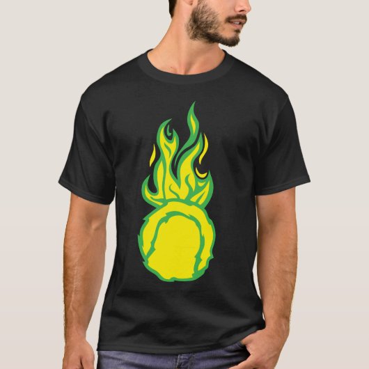 balle tennis flamme fire flame cartoon dessin tシャツ (正面)