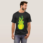 balle tennis flamme fire flame cartoon dessin tシャツ (正面フル)