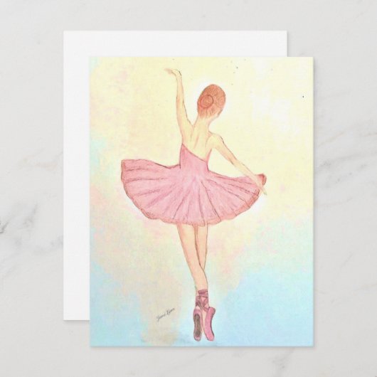Ballerinaの絵画グリーティングカードをパーソナライズ (正面/裏面)