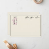 Ballerina足オンPointe #2 Ltピンクノートカード ノートカード (正面/裏面インサイチュ)