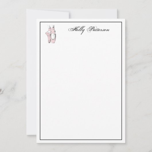 Ballerina足オンPointe #2 Ltピンクノートカード ノートカード (正面)