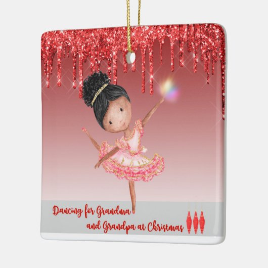 Ballerina踊りで祖父母のクリスマスCe セラミックオーナメント (左)