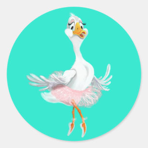 Ballerina おもしろい Duckのステッカー – あなたの色 ラウンドシール
