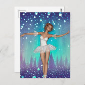 Ballerina 色彩の鮮やか Pearls & Treesティール(緑がかった色)背景 ポストカード (正面/裏面)