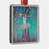 Ballerina 色彩の鮮やか Pearls & Treesティール(緑がかった色)背景 メタルオーナメント (右)