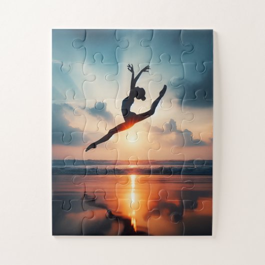 ballerina and lake with sunset puzzle ジグソーパズル (縦)