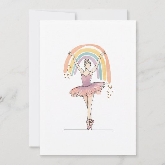 ballerina and rainbow 招待状 (正面)