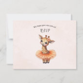 Ballerina Baby Girl Shower Tutu Elegant Giraffe 出欠カード (正面)