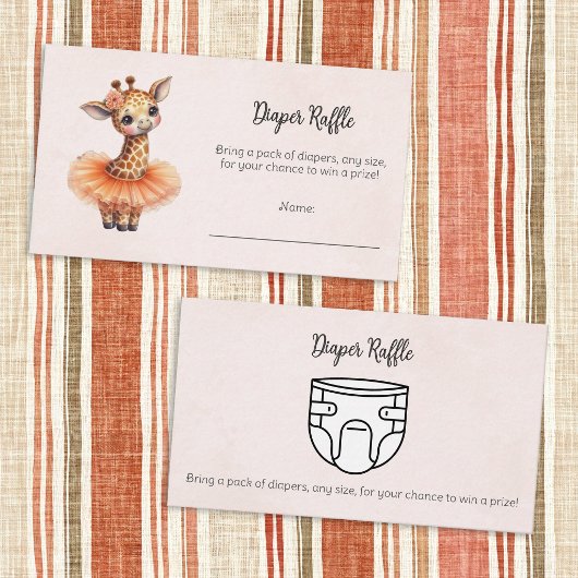 Ballerina Baby Shower Tutu Giraffe Diaper Game エンクロージャーカード