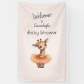 Ballerina Baby Shower Vertical Giraffe Welcome 横断幕 (縦)