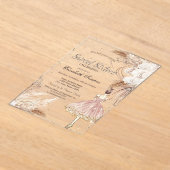 Ballerina Boho Flowers Rose Gold Sweet 16 アクリル招待状 (レイダウン)