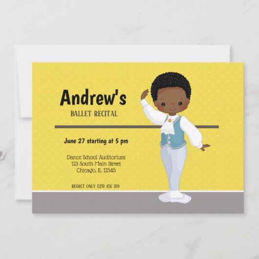 Ballerina boy – 背景色を選択 招待状 (正面)