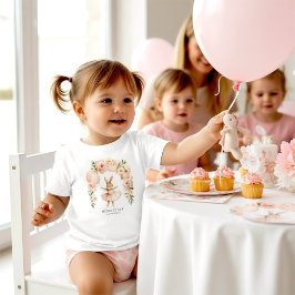Ballerina Bunny Rose Arch Birthday Girl Tee ベビーTシャツ
