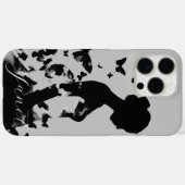Ballerina Butterflies Black Silhouette Modern Name Case-Mate iPhoneケース (裏面 (横))