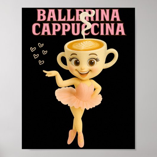 Ballerina Cappuccina Italian Brainrot Meme Kids Gi ポスター (正面)