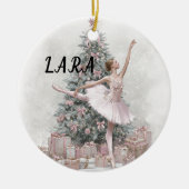 Ballerina Christmas Ornament – Add Your Name セラミックオーナメント (正面)
