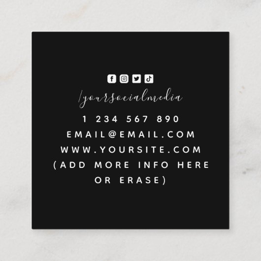 Ballerina Dance School Black スクエア名刺 (裏面)