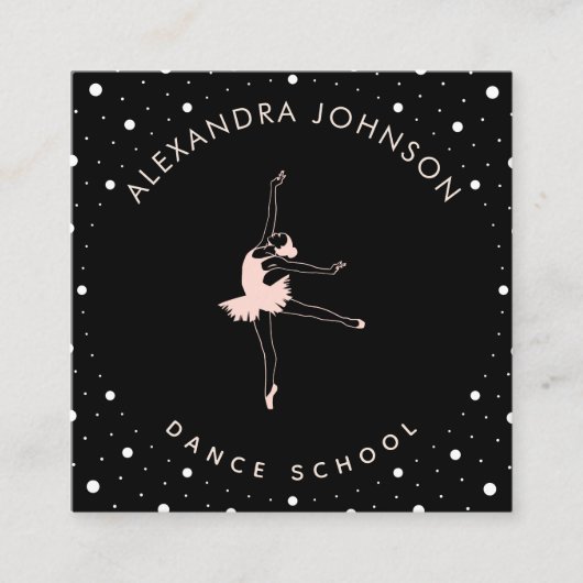 Ballerina Dance School Black スクエア名刺 (正面)