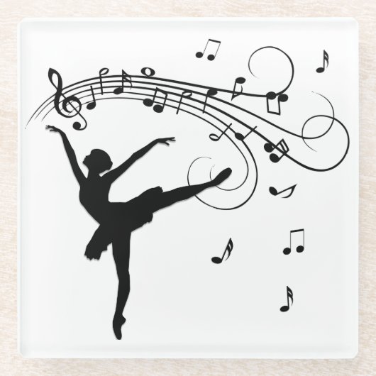 Ballerina Dance with Me Music Note ガラスコースター (正面)