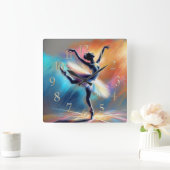 Ballerina Dancer Pastel Drawing Colorful スクエア壁時計 (ホーム)