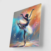 Ballerina Dancer Pastel Drawing Colorful スクエア壁時計 (傾斜)