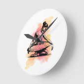 Ballerina Dancing in Color  ラウンド壁時計 (傾斜)