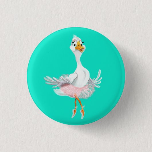 Ballerina Duckおもしろいボタン – お使いの色 缶バッジ (正面)