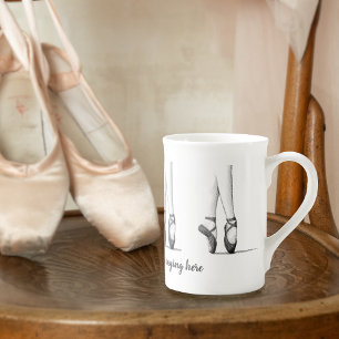 Ballerina Feet in Dance Shoes -- Your Slogan on a ボーンチャイナマグカップ
