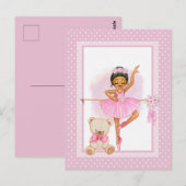 Ballerina floral polka dots Invitation Card ポストカード (正面/裏面)