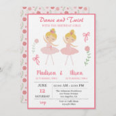 Ballerina Girl Joint Birthday Party 招待状 (正面/裏面)
