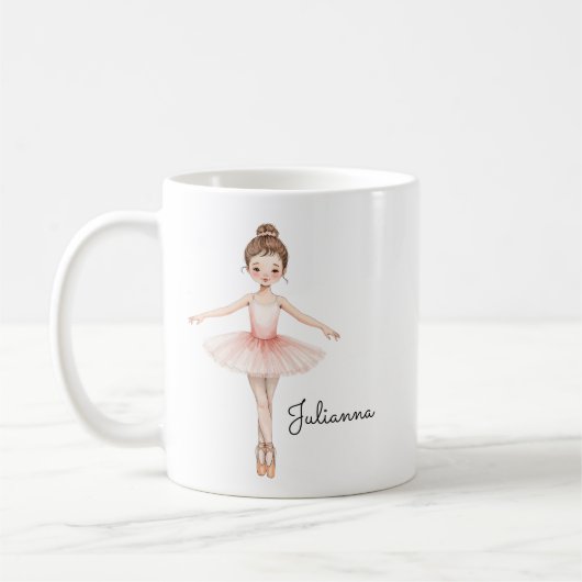 Ballerina Girl Personalized  コーヒーマグカップ (左)