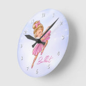 Ballerina Girl Pink, Purple Pretty Ballet Dance ラウンド壁時計 (傾斜)