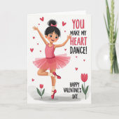 Ballerina Heart Dance Valentines Card カード (正面)